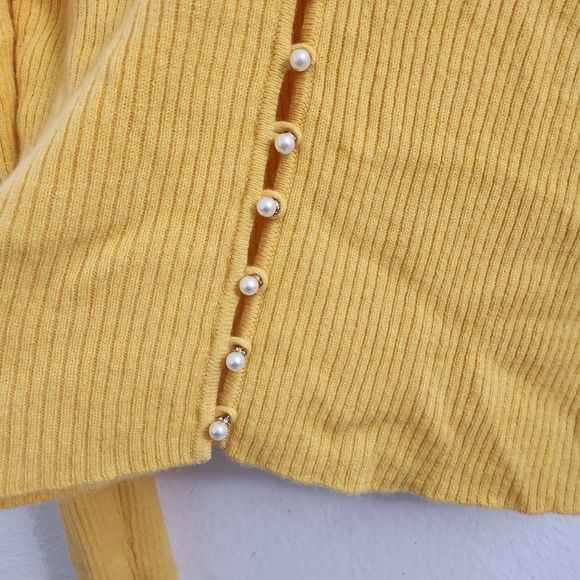 Nomadico Sweater Womens Yellow Pearl‎ Buttons Pure Mongolian Cashmere One Size - Picture 7 of 9